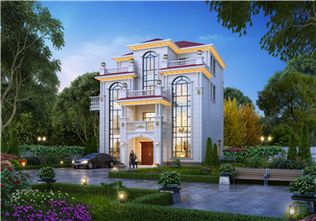 鄉(xiāng)村高檔四層豪華別墅自建房設(shè)計(jì)圖，一層不帶餐廳廚房戶(hù)型