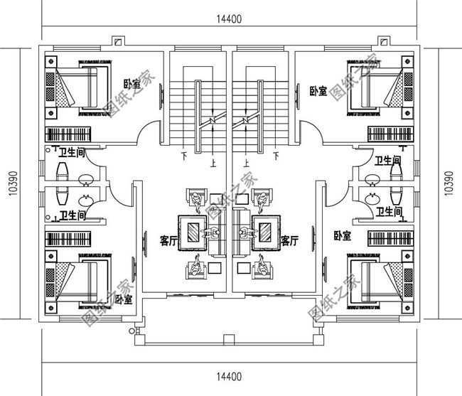 150平方米江西三層雙拼小別墅施工設(shè)計(jì)圖紙