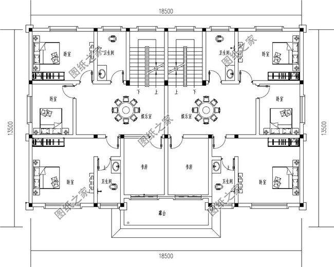 230平方米新農(nóng)村雙拼別墅戶型圖全套設(shè)計(jì)方案，13x18米