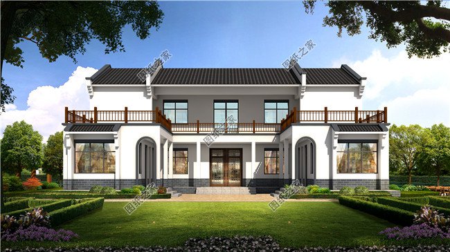 私人二層中式四合院別墅建筑設(shè)計圖