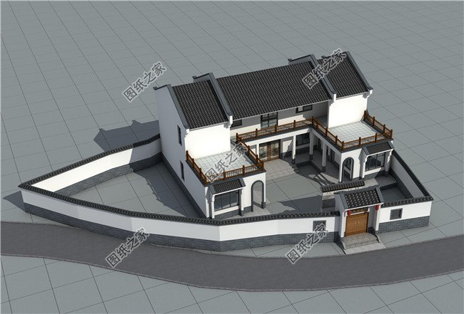 私人二層中式四合院別墅建筑設(shè)計圖