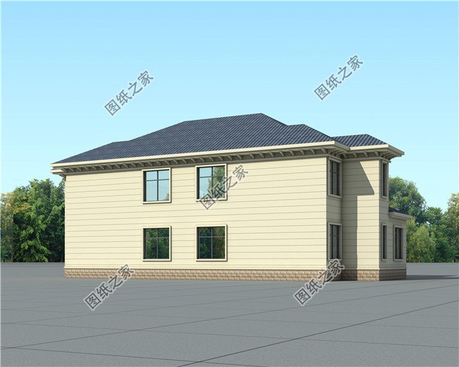 農(nóng)村二層雙拼別墅建筑圖紙及效果圖