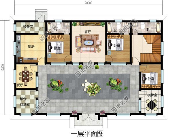 高端二層新中式四合院別墅設(shè)計圖，含全套CAD施工圖