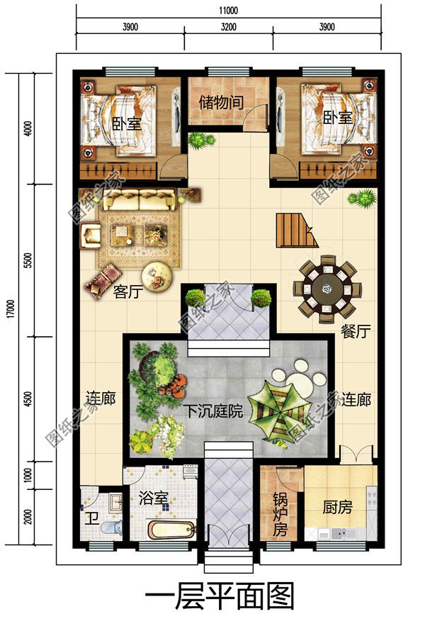160平方米農(nóng)村二層四合院別墅設(shè)計(jì)圖及外觀圖片