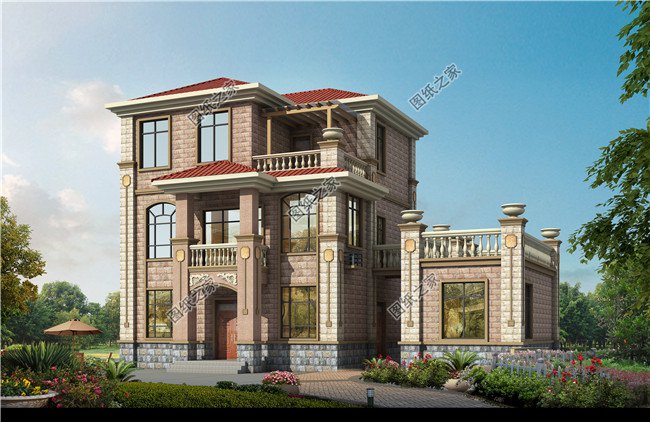 新農(nóng)村實用型三層別墅設(shè)計CAD圖紙帶效果圖