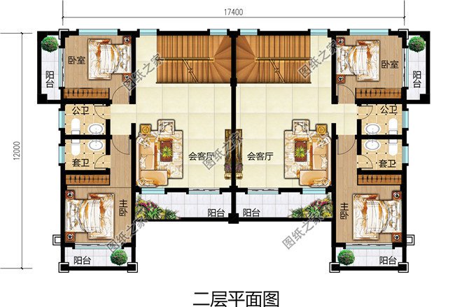 雙拼農(nóng)村小別墅設(shè)計圖，適合有兩個兄弟的家庭自建