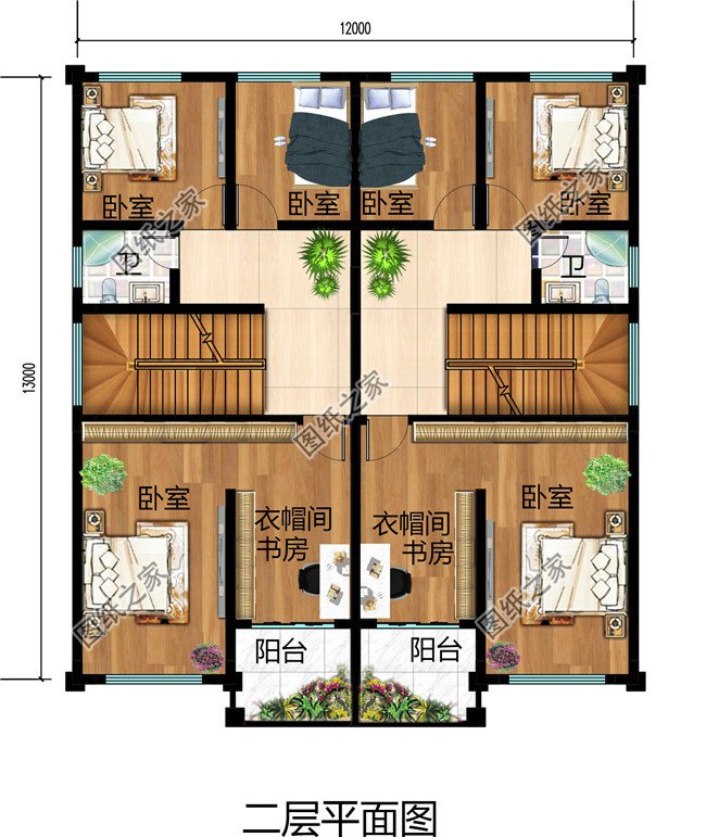 雙拼農(nóng)村小別墅設(shè)計圖，適合有兩個兄弟的家庭自建