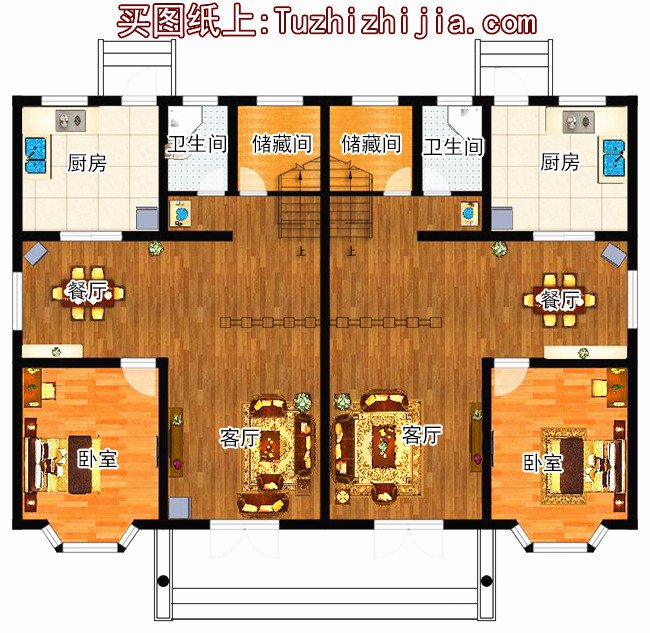 雙拼農(nóng)村小別墅設(shè)計圖，適合有兩個兄弟的家庭自建