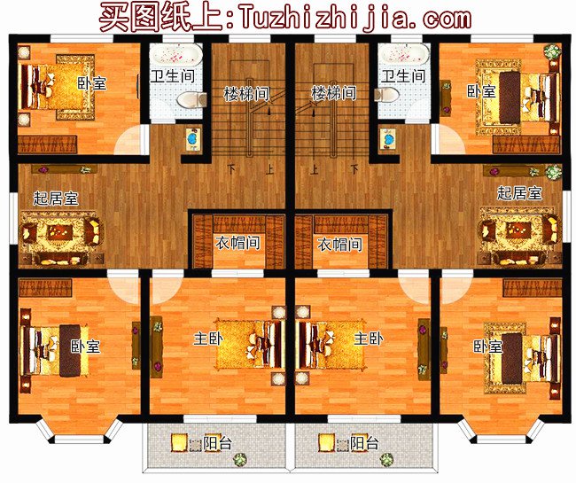 雙拼農(nóng)村小別墅設(shè)計圖，適合有兩個兄弟的家庭自建