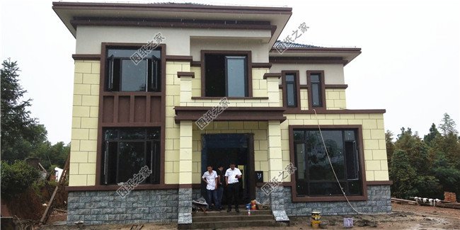 新中式120平米農(nóng)村20萬(wàn)元二層小樓圖，外觀柔和而雅致