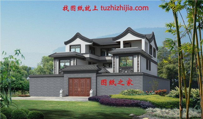 5款中國傳統(tǒng)四合院別墅效果圖，一個字，美