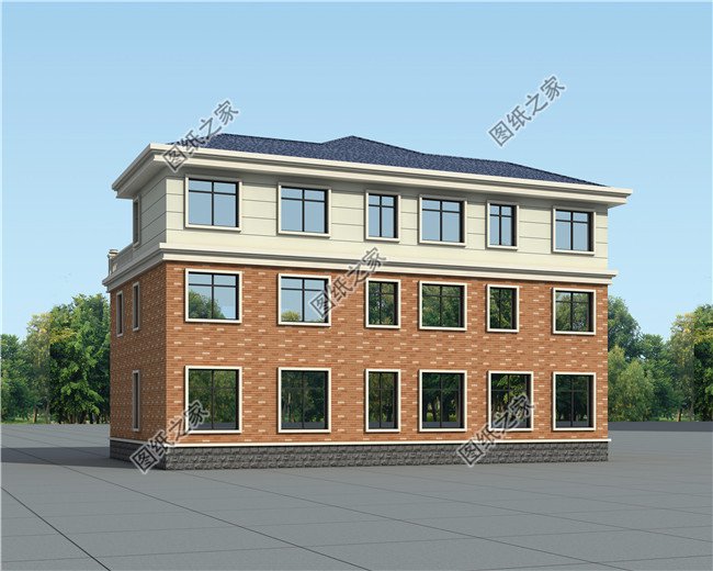 180平方米漂亮清新大窗戶三層雙拼別墅設計圖