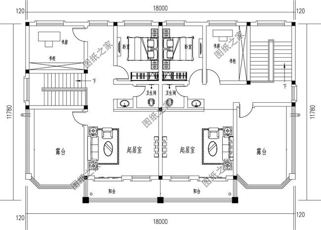 180平方米漂亮清新大窗戶三層雙拼別墅設計圖
