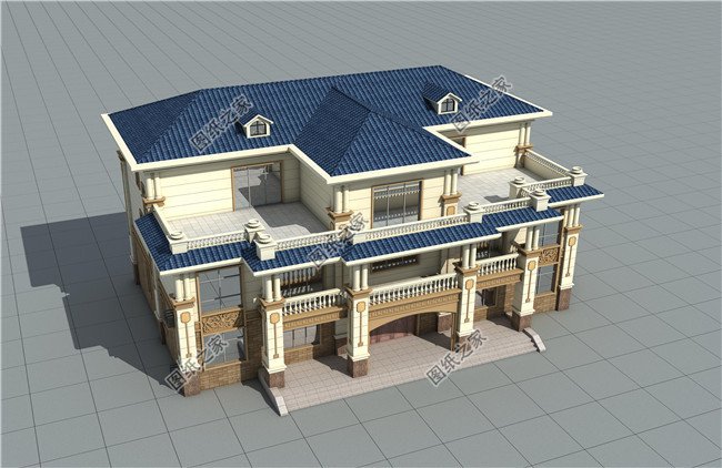 350平方米新農(nóng)村雙拼帶閣樓別墅施工設計圖紙及效果圖