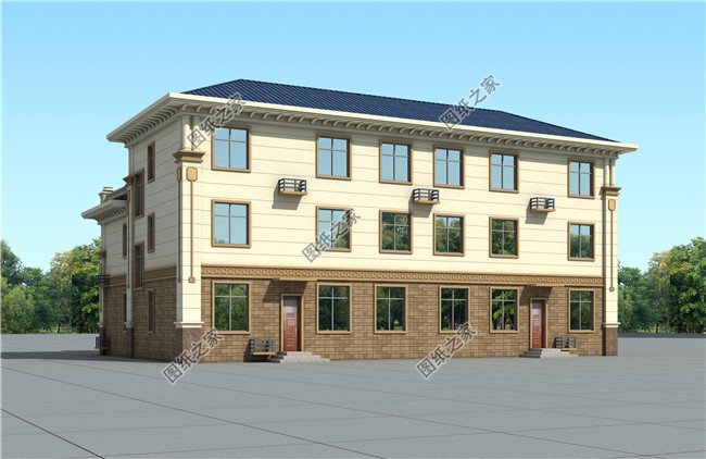 350平方米新農(nóng)村雙拼帶閣樓別墅施工設計圖紙及效果圖