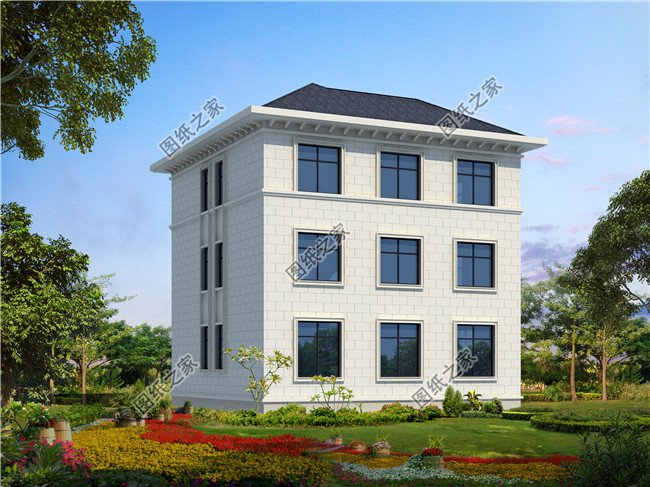 125平方米農(nóng)村三層別墅建筑圖紙帶效果圖，12x11米