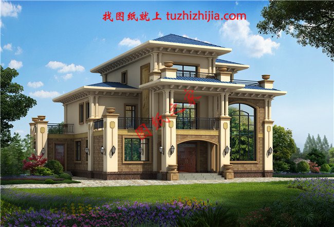 3款四間二層農(nóng)村房屋設(shè)計(jì)圖，附彩色平面戶(hù)型圖