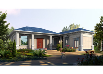 農(nóng)村一層7字型平房別墅設計圖，“L”自行戶型，外觀簡約低調(diào)