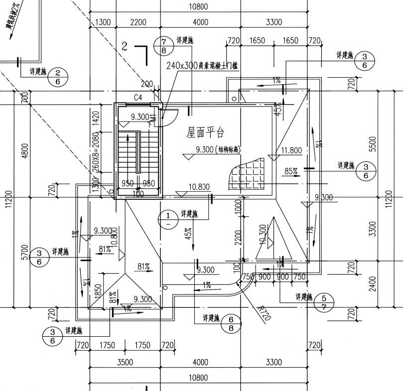 120平三層三間別墅房屋設(shè)計(jì)圖，外觀簡單、大氣
