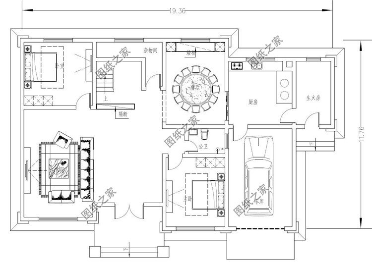 二層5間新中式自建房一層設(shè)計(jì)圖