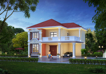 帶開放式車庫二層農(nóng)村自建別墅設計方案，造價僅15萬