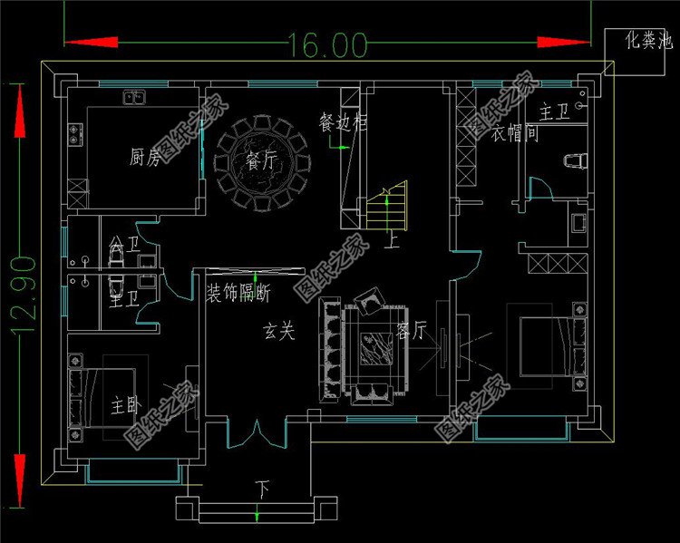 二層歐式小洋樓設(shè)計(jì)一層戶型圖