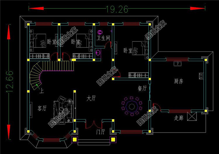 二層挑空歐式別墅設(shè)計一層戶型圖