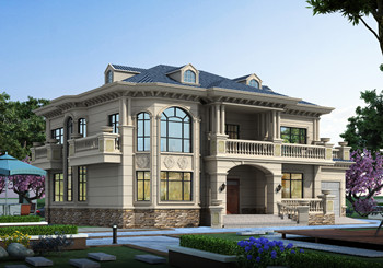 面寬20米大氣的農(nóng)村二層別墅設(shè)計(jì)圖，戶型帶車庫(kù)和土灶房設(shè)計(jì)