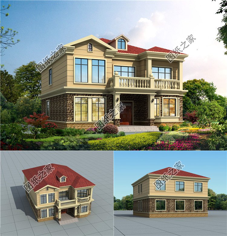 帶老虎窗的二層歐式別墅