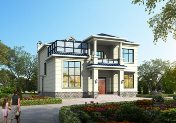 面寬12米農(nóng)村二層建房別墅設(shè)計(jì)圖紙，帶堂屋和陽(yáng)光房