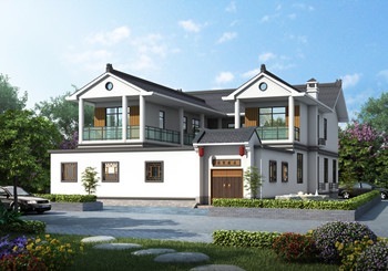 中式小院二層民居設計圖紙，帶庭院合院戶型圖