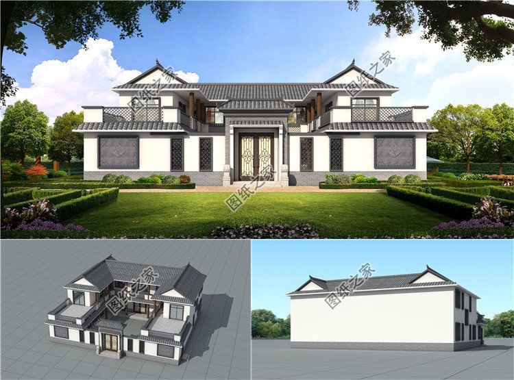 新農(nóng)村中式二層四合院