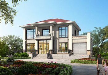 新農村帶車庫的二層小別墅設計方案圖，造價29萬，帶鍋爐房