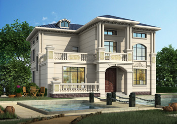 新農(nóng)村兩層歐式自建樓房設(shè)計(jì)方案圖，占地面積170平左右