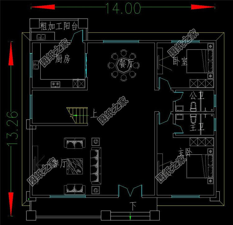 兩層歐式別墅一層設(shè)計(jì)方案