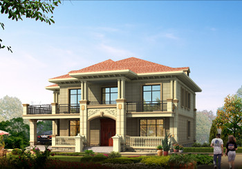 帶開放式車庫的二層四間歐式別墅圖，占地200多平，造價35萬