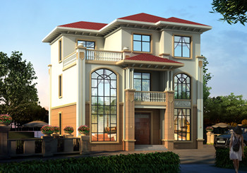 三層蓋房子歐式挑空客廳別墅設計圖，外觀漂亮戶型實用