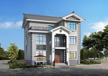 農(nóng)村三層新民居自建設(shè)計圖紙，外觀偏中式風(fēng)格