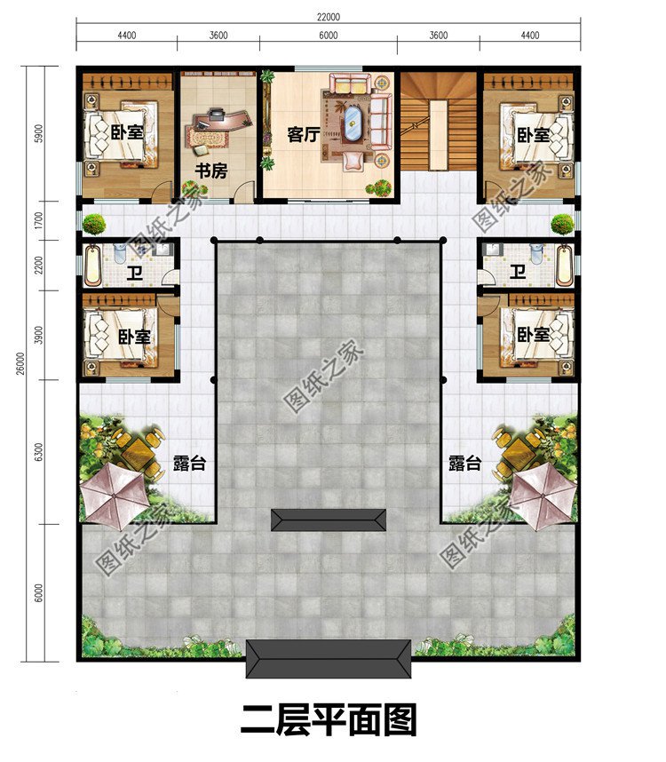 320平方米高端農(nóng)村帶車庫四合院別墅設(shè)計(jì)圖，徽派韻味十足