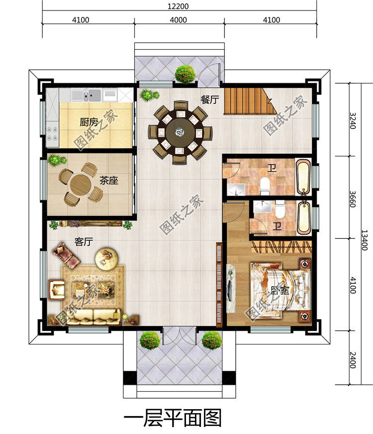 新中式農(nóng)村三層樓房設(shè)計圖紙，線條錯落有致