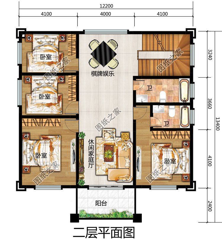 新中式農(nóng)村三層樓房設(shè)計圖紙，線條錯落有致