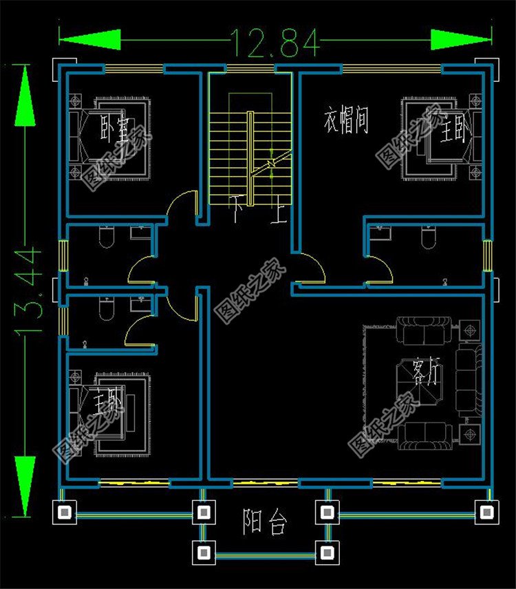 歐復式四層別墅三層戶型圖