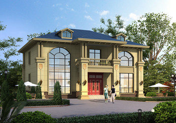 面寬15米大氣的農村二層復式戶型別墅設計圖紙及外觀圖片