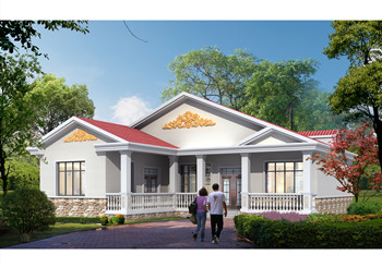 鄉(xiāng)村一層帶閣樓歐式小別墅，“L”型七字設計戶型