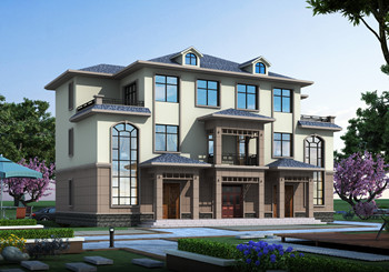 自建房共堂屋雙拼別墅設計圖方案，三層挑空復式戶型