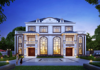 帶地下室的農(nóng)村三層雙拼別墅設(shè)計(jì)圖，復(fù)式戶型，面寬23米