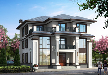 面寬13米三層新中式獨(dú)棟別墅設(shè)計(jì)圖，復(fù)式自建房戶型方案