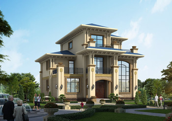 鄉(xiāng)村二層半別墅圖紙?jiān)O(shè)計(jì)，歐式風(fēng)格、錯(cuò)落有致，150平左右