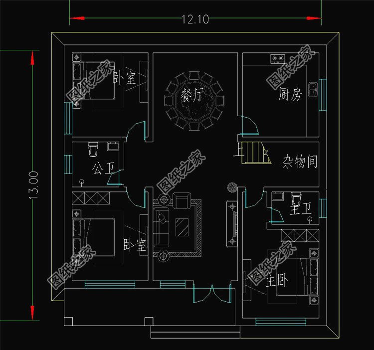 五套鄉(xiāng)下建房一層戶型圖，蓋好驚艷全村