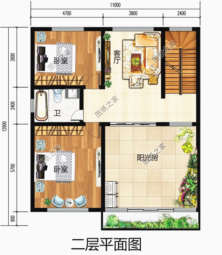農(nóng)村二層樓簡單大氣圖紙，讓城里人羨慕吧